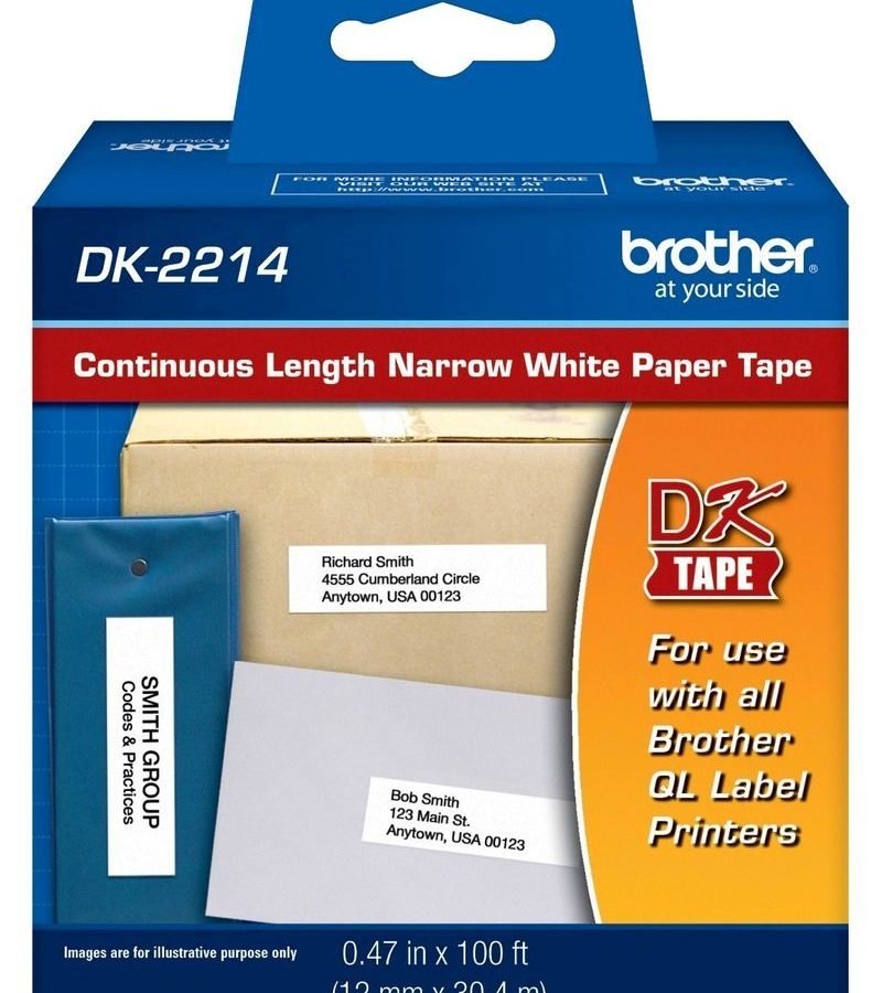 Cinta continua papel Brother DK-2214 Negro/ Blanco 1.2 cm.